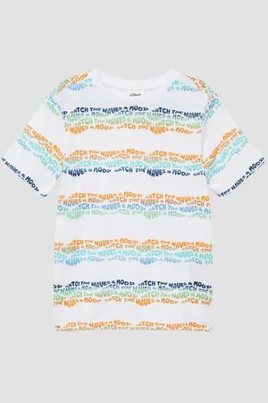 QS by s.Oliver Kurzarmshirt Baumwoll-T-Shirt mit All-over-Print - Verkäufer: