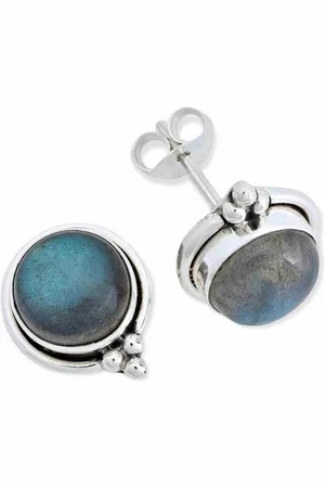 mantraroma Paar Ohrstecker PIARA aus 925 Silber mit Labradorit (Paar, Paar Ohrringe mit Schmuckbeutel), 925 Sterling Silber Ohrringe für Damen - Verkäufer: