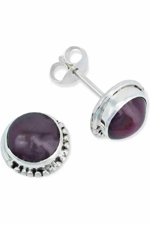 mantraroma Paar Ohrstecker IMBALI groß aus 925 Silber mit Granat (Paar, Paar Ohrringe mit Schmuckbeutel), 925 Sterling Silber Ohrringe für Damen - Verkäufer: