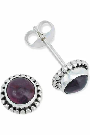 mantraroma Paar Ohrstecker PUNTI rund klein aus 925 Silber mit Granat (Paar, Paar Ohrringe mit Schmuckbeutel), 925 Sterling Silber Ohrringe für Damen - Verkäufer: