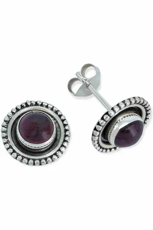mantraroma Paar Ohrstecker BULAN aus 925 Silber mit Granat (Paar, Paar Ohrringe mit Schmuckbeutel), 925 Sterling Silber Ohrringe für Damen - Verkäufer: