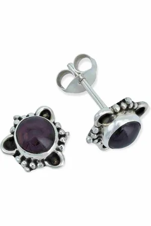 mantraroma Paar Ohrstecker PUATA aus 925 Silber mit Granat (Paar, Paar Ohrringe mit Schmuckbeutel), 925 Sterling Silber Ohrringe für Damen - Verkäufer: