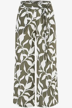 More & More 5-Pocket-Jeans Printed Slinky Culotte summer leaf print tundra olive - Verkäufer: Modehaus Rusche