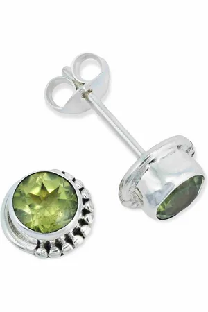 mantraroma Paar Ohrstecker IMBALI klein aus 925 Silber mit Peridot (Paar, Paar Ohrringe mit Schmuckbeutel), 925 Sterling Silber Ohrringe für Damen - Verkäufer: