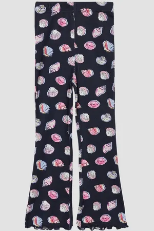 QS by s.Oliver Leggings Gerippte Leggings mit Flared Leg und All-over-Print - Verkäufer: