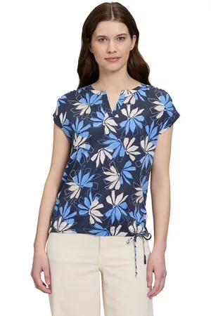 Betty & Co Kurzarmshirt Betty & Co Casual-Shirt mit Tunnelzug (1-tlg) Druck
