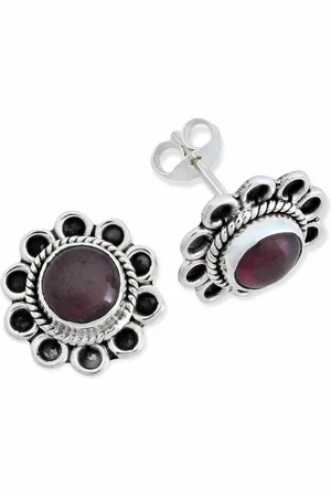 mantraroma Paar Ohrstecker PALESA aus 925 Silber mit Granat (Paar, Paar Ohrringe mit Schmuckbeutel), 925 Sterling Silber Ohrringe für Damen - Verkäufer:
