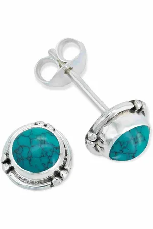 mantraroma Paar Ohrstecker LITANG aus 925 Silber mit Türkis (Paar, Paar Ohrringe mit Schmuckbeutel), 925 Sterling Silber Ohrringe für Damen - Verkäufer: