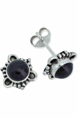 mantraroma Paar Ohrstecker PUATA aus 925 Silber mit Onyx (Paar, Paar Ohrringe mit Schmuckbeutel), 925 Sterling Silber Ohrringe für Damen - Verkäufer: