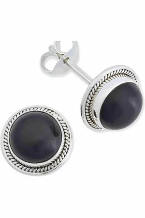 mantraroma Paar Ohrstecker PREMA aus 925 Silber mit Onyx (Paar, Paar Ohrringe mit Schmuckbeutel), 925 Sterling Silber Ohrringe für Damen - Verkäufer: