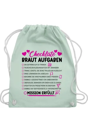 Shirtracer Turnbeutel Braut Aufgaben I Mutprobe Checkliste, JGA Junggesellenabschied Frauen - Verkäufer: