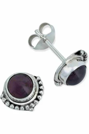 mantraroma Paar Ohrstecker SUNI aus 925 Silber mit Granat (Paar, Paar Ohrringe mit Schmuckbeutel), 925 Sterling Silber Ohrringe für Damen - Verkäufer:
