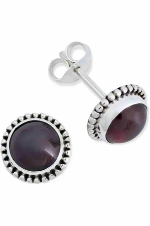 mantraroma Paar Ohrstecker PUNTI rund groß aus 925 Silber mit Granat (Paar, Paar Ohrringe mit Schmuckbeutel), 925 Sterling Silber Ohrringe für Damen - Verkäufer:
