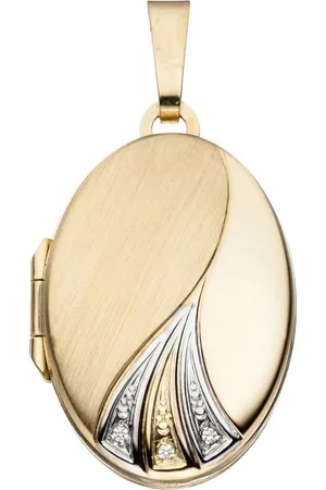 Jobo Medallionanhänger Anhänger Medaillon oval, 333 Gold bicolor mit Zirkonia