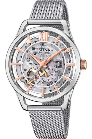 Festina Automatikuhr Automatik F20627/1, Armbanduhr, Damenuhr, mechanische Uhr, Edelstahlarmband
