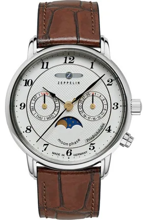 Zeppelin Quarzuhr Friedrichshafen Lady Moonphase 8537-1, Armbanduhr, Damenuhr, Made in Germany, analog, Wochentag, Mondphase