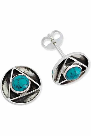 mantraroma Paar Ohrstecker ANPURI aus 925 Silber mit Türkis (Paar, Paar Ohrringe mit Schmuckbeutel), 925 Sterling Silber Ohrringe für Damen - Verkäufer: