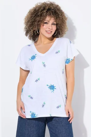 Ulla Popken T-Shirt T-Shirt Stickerei Oversized V-Ausschnitt Halbarm - Verkäufer: Popken Fashion Group
