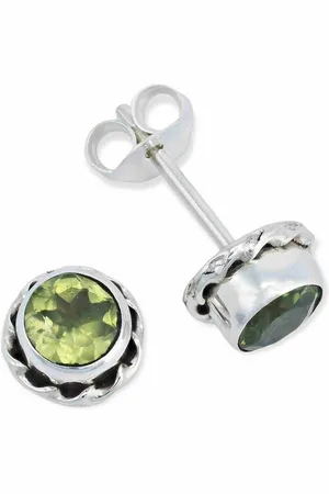 mantraroma Paar Ohrstecker NALU aus 925 Silber mit Peridot (Paar, Paar Ohrringe mit Schmuckbeutel), 925 Sterling Silber Ohrringe für Damen - Verkäufer: