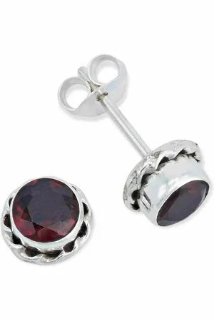 mantraroma Paar Ohrstecker NALU aus 925 Silber mit Granat facettiert (Paar, Paar Ohrringe mit Schmuckbeutel), 925 Sterling Silber Ohrringe für Damen - Verkäufer:
