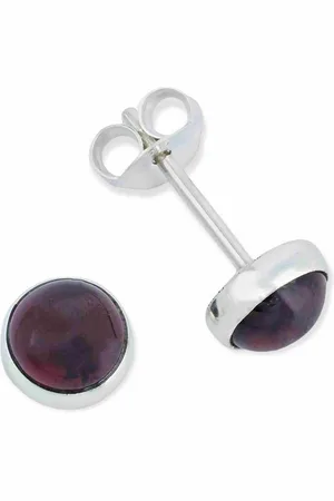 mantraroma Paar Ohrstecker SAMA rund klein aus 925 Silber mit Granat (Paar, Paar Ohrringe mit Schmuckbeutel), 925 Sterling Silber Ohrringe für Damen - Verkäufer: