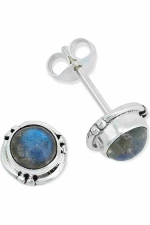 mantraroma Paar Ohrstecker LITANG aus 925 Silber mit Labradorit (Paar, Paar Ohrringe mit Schmuckbeutel), 925 Sterling Silber Ohrringe für Damen - Verkäufer: