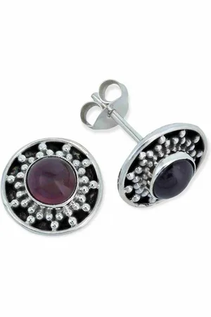 mantraroma Paar Ohrstecker MAHINA aus 925 Silber mit Granat (Paar, Paar Ohrringe mit Schmuckbeutel), 925 Sterling Silber Ohrringe für Damen - Verkäufer:
