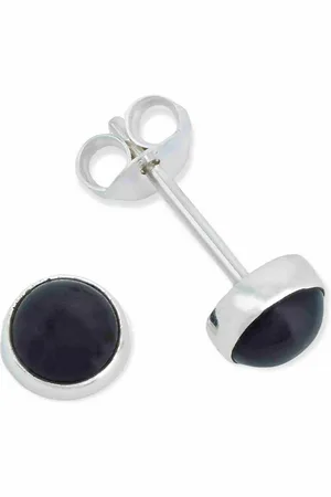 mantraroma Paar Ohrstecker SAMA rund klein aus 925 Silber mit Onyx (Paar, Paar Ohrringe mit Schmuckbeutel), 925 Sterling Silber Ohrringe für Damen - Verkäufer: