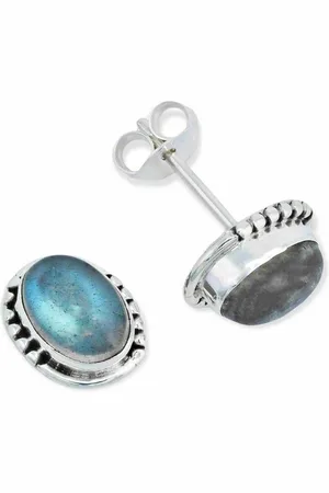 mantraroma Paar Ohrstecker BAOLI klein aus 925 Silber mit Labradorit (Paar, Paar Ohrringe mit Schmuckbeutel), 925 Sterling Silber Ohrringe für Damen - Verkäufer: