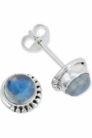 mantraroma Paar Ohrstecker IMBALI klein aus 925 Silber mit Regenbogen Mondstein (Paar, Paar Ohrringe mit Schmuckbeutel), 925 Sterling Silber Ohrringe für Damen - Verkäufer: