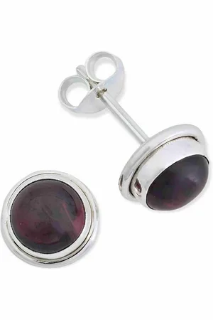 mantraroma Paar Ohrstecker SARALA rund klein aus 925 Silber mit Granat (Paar, Paar Ohrringe mit Schmuckbeutel), 925 Sterling Silber Ohrringe für Damen - Verkäufer: