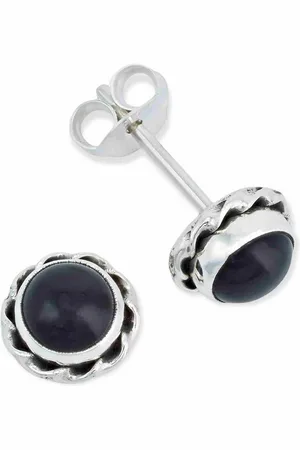 mantraroma Paar Ohrstecker NALU aus 925 Silber mit Onyx (Paar, Paar Ohrringe mit Schmuckbeutel), 925 Sterling Silber Ohrringe für Damen - Verkäufer: