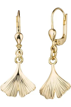 Jobo Paar Ohrhänger Ginko, 375 Gold