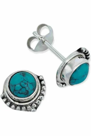 mantraroma Paar Ohrstecker SUNI aus 925 Silber mit Türkis (Paar, Paar Ohrringe mit Schmuckbeutel), 925 Sterling Silber Ohrringe für Damen - Verkäufer: