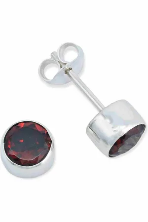 mantraroma Paar Ohrstecker SAMA rund klein aus 925 Silber mit Granat facettiert (Paar, Paar Ohrringe mit Schmuckbeutel), 925 Sterling Silber Ohrringe für Damen - Verkäufer: