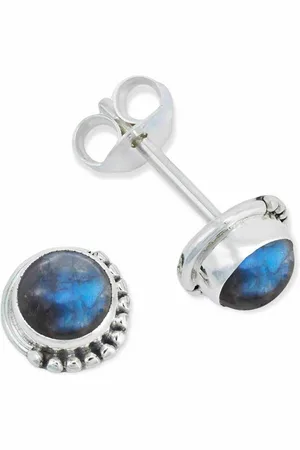 mantraroma Paar Ohrstecker IMBALI klein aus 925 Silber mit Labradorit (Paar, Paar Ohrringe mit Schmuckbeutel), 925 Sterling Silber Ohrringe für Damen - Verkäufer: