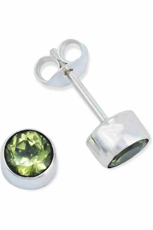 mantraroma Paar Ohrstecker SAMA rund klein aus 925 Silber mit Peridot (Paar, Paar Ohrringe mit Schmuckbeutel), 925 Sterling Silber Ohrringe für Damen - Verkäufer: