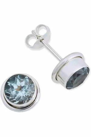 mantraroma Paar Ohrstecker SARALA rund klein aus 925 Silber mit Topas (Paar, Paar Ohrringe mit Schmuckbeutel), 925 Sterling Silber Ohrringe für Damen - Verkäufer: