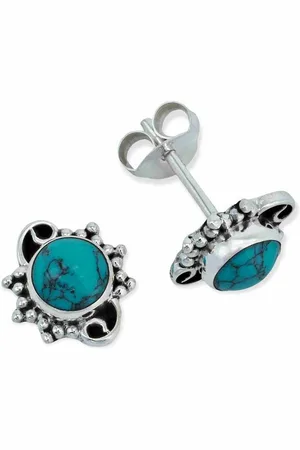 mantraroma Paar Ohrstecker MARAMA aus 925 Silber mit Türkis (Paar, Paar Ohrringe mit Schmuckbeutel), 925 Sterling Silber Ohrringe für Damen - Verkäufer: