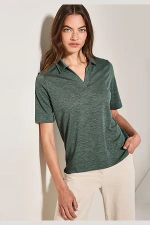 CECIL Poloshirt in Leinen-Optik