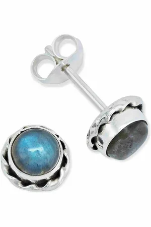 mantraroma Paar Ohrstecker NALU aus 925 Silber mit Labradorit (Paar, Paar Ohrringe mit Schmuckbeutel), 925 Sterling Silber Ohrringe für Damen - Verkäufer: