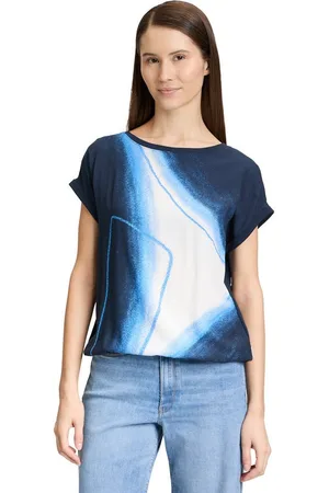 Betty & Co Kurzarmshirt Betty & Co Casual-Shirt mit Print (1-tlg) Materialmix