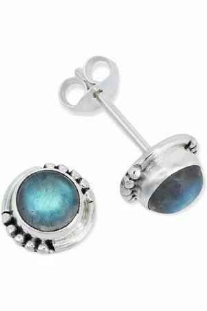 mantraroma Paar Ohrstecker BAOLI aus 925 Silber mit Labradorit (Paar, Paar Ohrringe mit Schmuckbeutel), 925 Sterling Silber Ohrringe für Damen - Verkäufer: