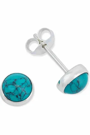 mantraroma Paar Ohrstecker SAMA rund klein aus 925 Silber mit Türkis (Paar, Paar Ohrringe mit Schmuckbeutel), 925 Sterling Silber Ohrringe für Damen - Verkäufer: