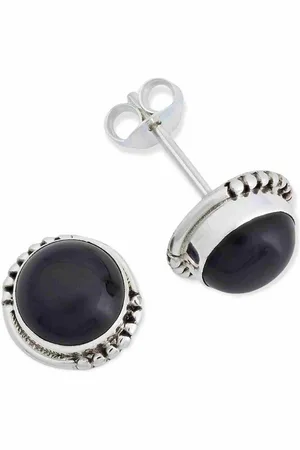 mantraroma Paar Ohrstecker BAOLI groß aus 925 Silber mit Onyx (Paar, Paar Ohrringe mit Schmuckbeutel), 925 Sterling Silber Ohrringe für Damen - Verkäufer: