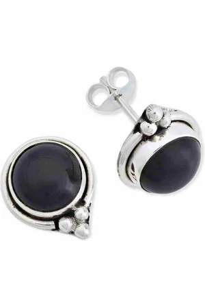 mantraroma Paar Ohrstecker PIARA aus 925 Silber mit Onyx (Paar, Paar Ohrringe mit Schmuckbeutel), 925 Sterling Silber Ohrringe für Damen - Verkäufer: