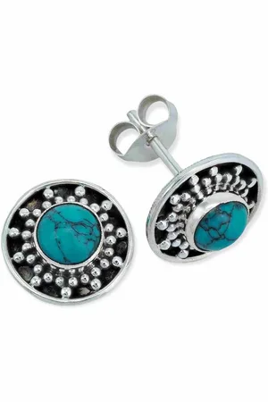 mantraroma Paar Ohrstecker MAHINA aus 925 Silber mit Türkis (Paar, Paar Ohrringe mit Schmuckbeutel), 925 Sterling Silber Ohrringe für Damen - Verkäufer: