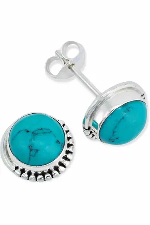 mantraroma Paar Ohrstecker IMBALI groß aus 925 Silber mit Türkis (Paar, Paar Ohrringe mit Schmuckbeutel), 925 Sterling Silber Ohrringe für Damen - Verkäufer: