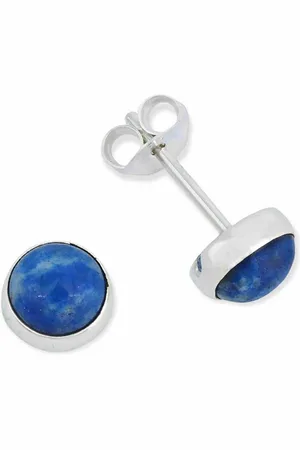 mantraroma Paar Ohrstecker SAMA rund klein aus 925 Silber mit Lapis Lazuli (Paar, Paar Ohrringe mit Schmuckbeutel), 925 Sterling Silber Ohrringe für Damen - Verkäufer: