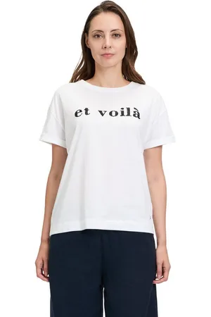 Betty & Co Kurzarmshirt Betty & Co Casual-Shirt mit Stickerei (1-tlg) Strass